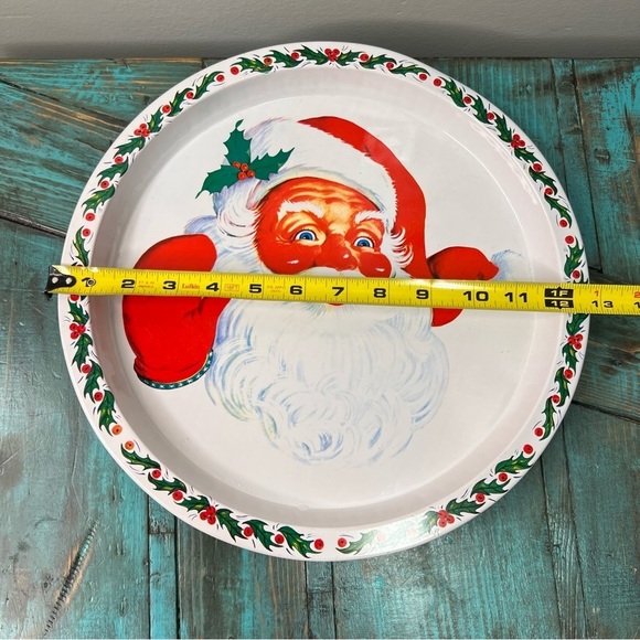 Vintage Christmas Cookie Metal Round Tray - Picture 6 of 8